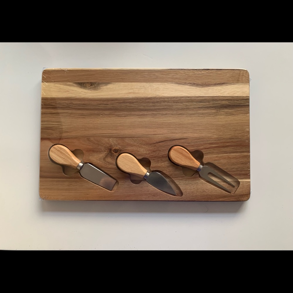 Wood Cheese Board Set with Magnetic Cheese Knives and Utensil